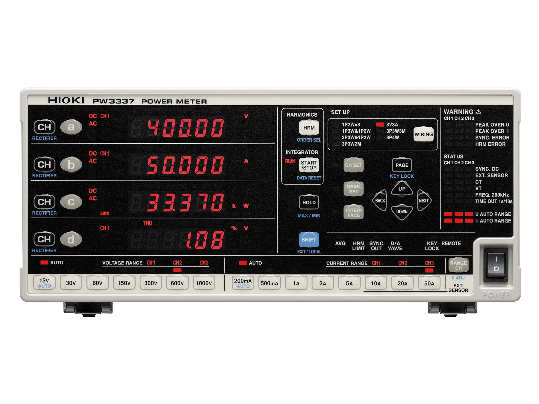 PW3337 - 3-channel AC/DC power meter up to 65 A and 1000 V