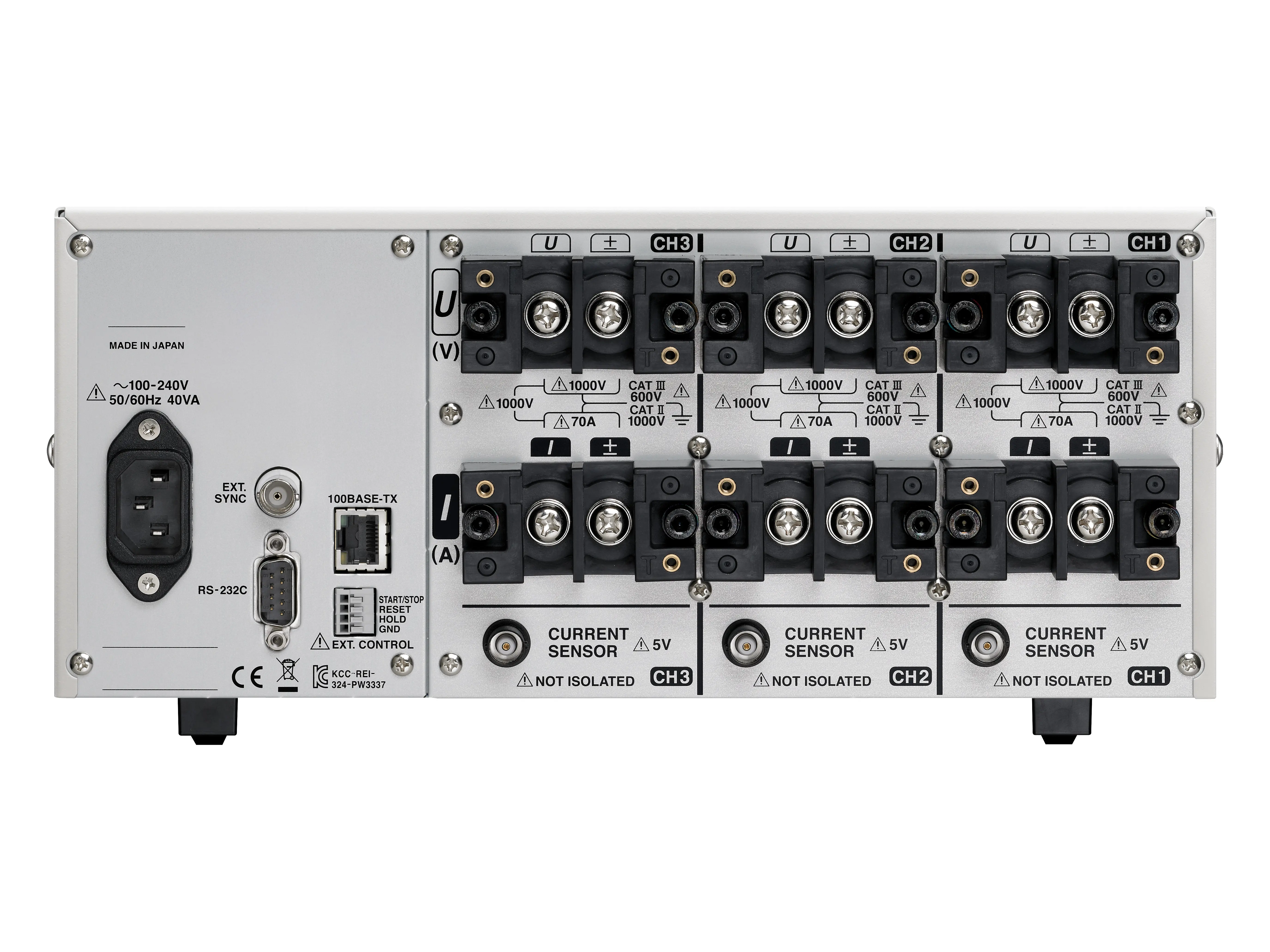 HIOKI PW3337 3-channel ac dc power meter up to 65a and 1000v backside