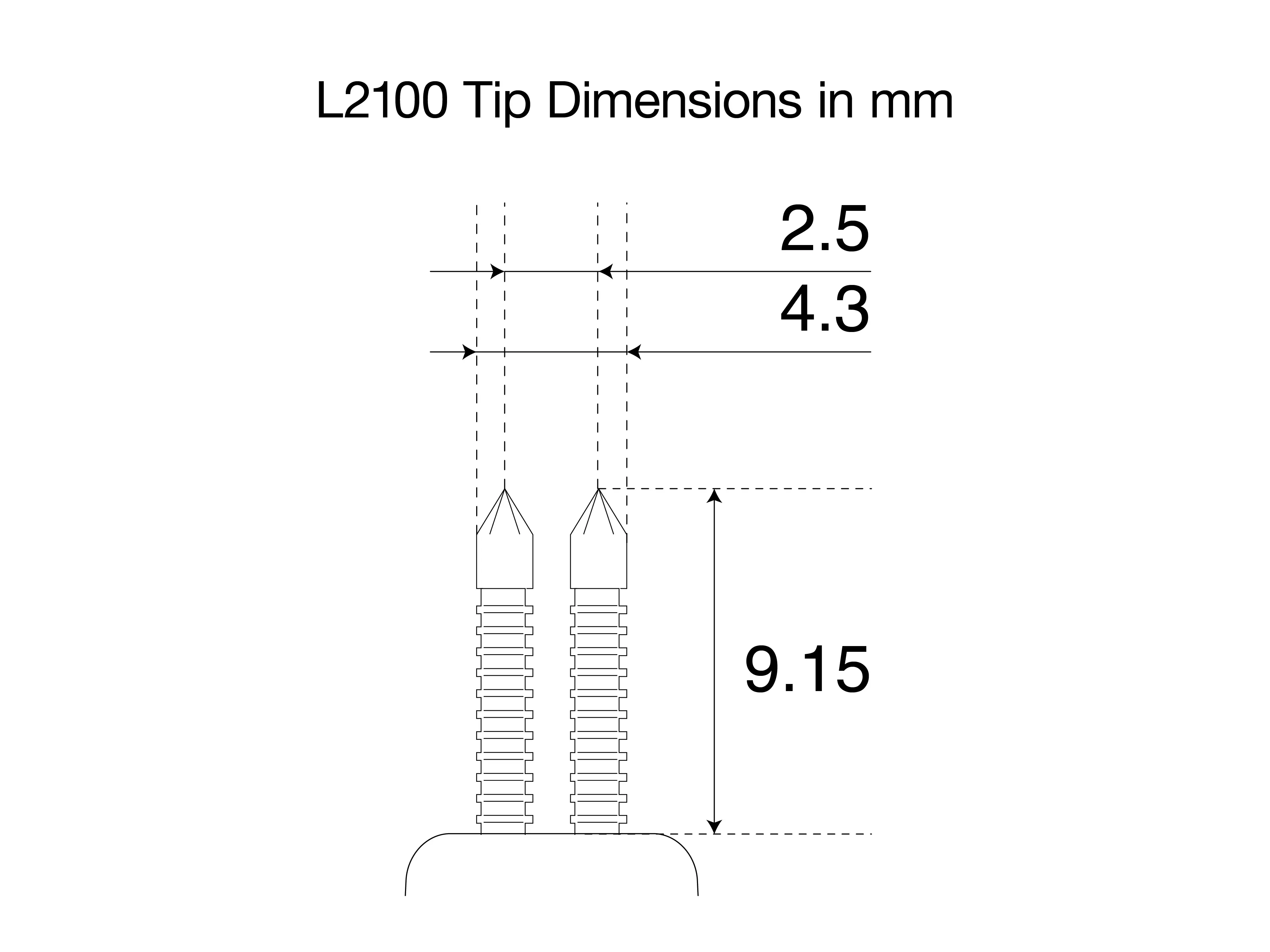 HIOKI_L2100 pin type lead tip dimensions