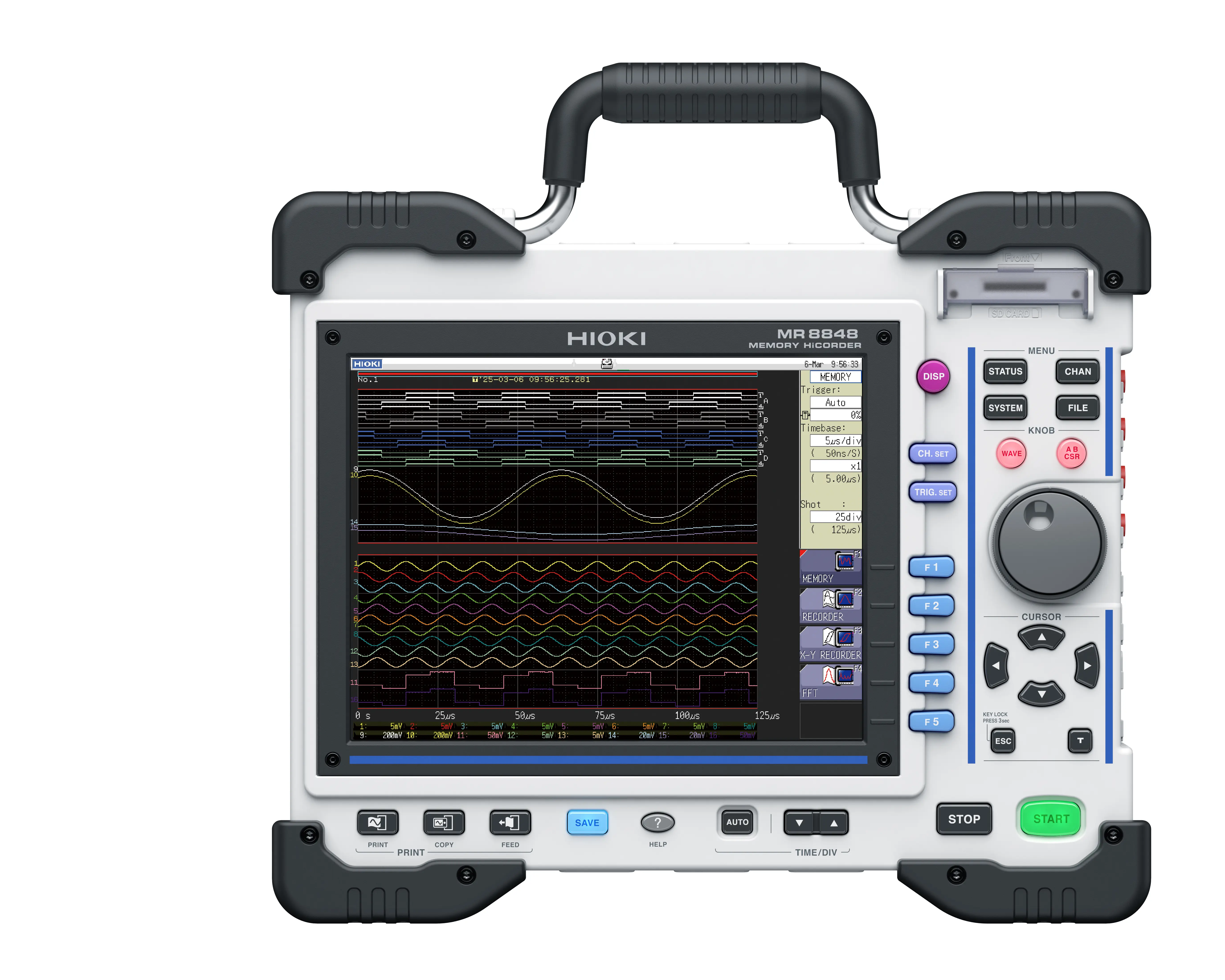 HIOKI MR8848 - Modular 32-channel memory recorder, 20 MS/s, 1000 V direct input, rugged design
