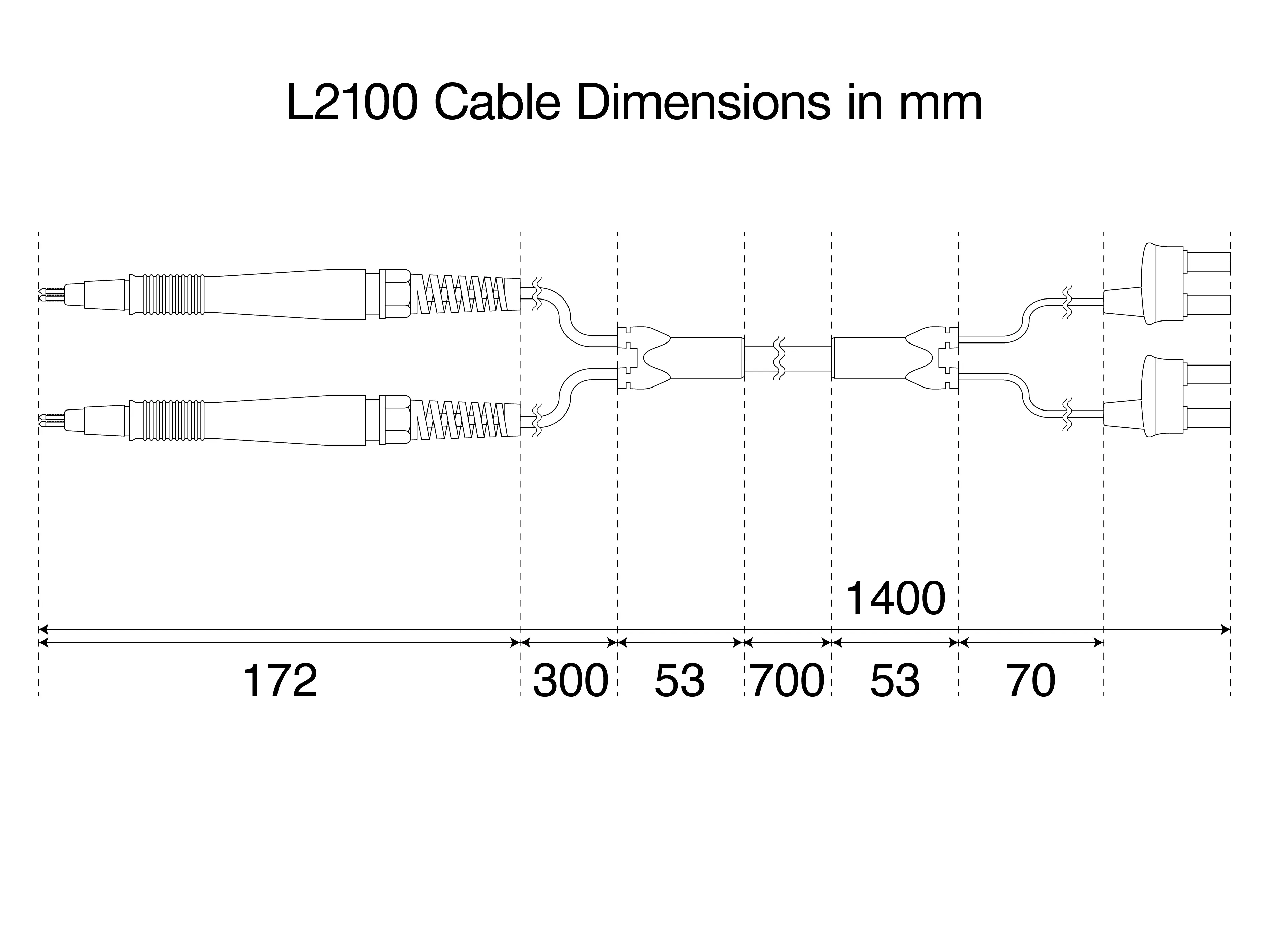 HIOKI_L2100 pin type lead cable dimensions