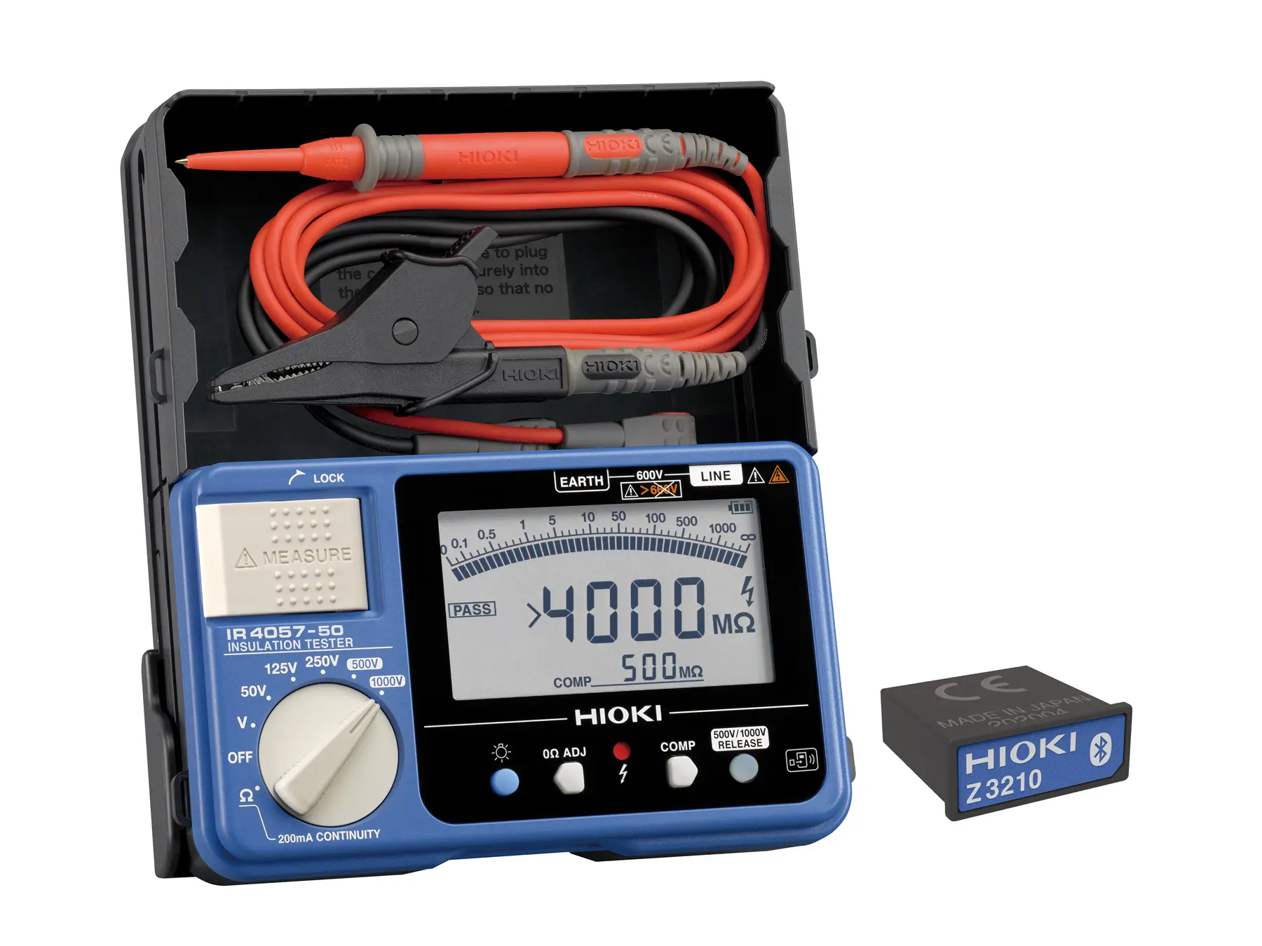 HIOKI IR4057-90 digital insulation tester 50v to 1000v bar graph with bluetooth