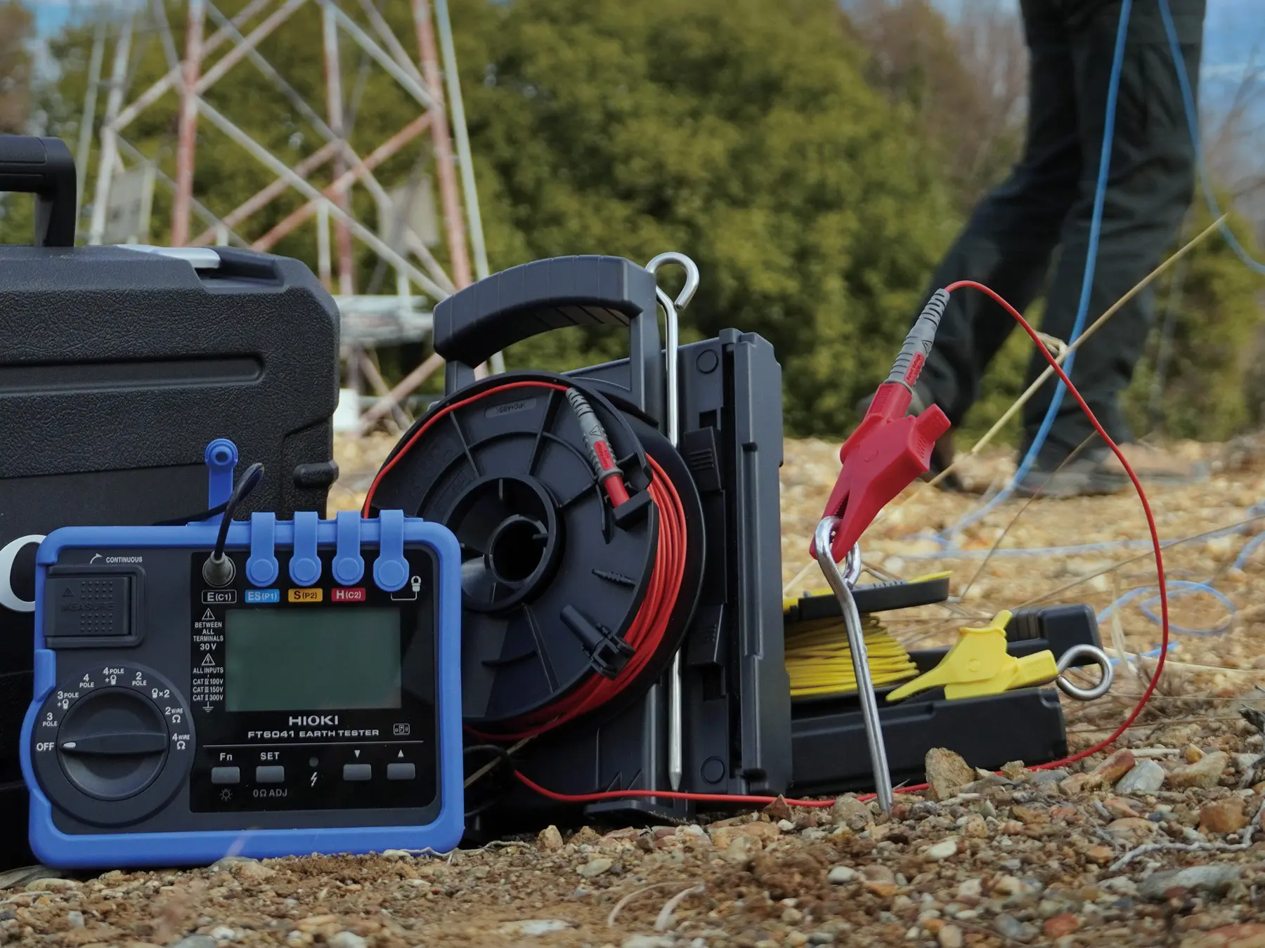 HIOKI L9845-52 measuring lead 50m cable reel aligator clip